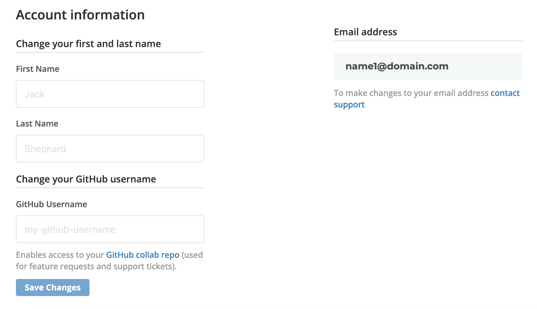 Account info in the Vendor Portal